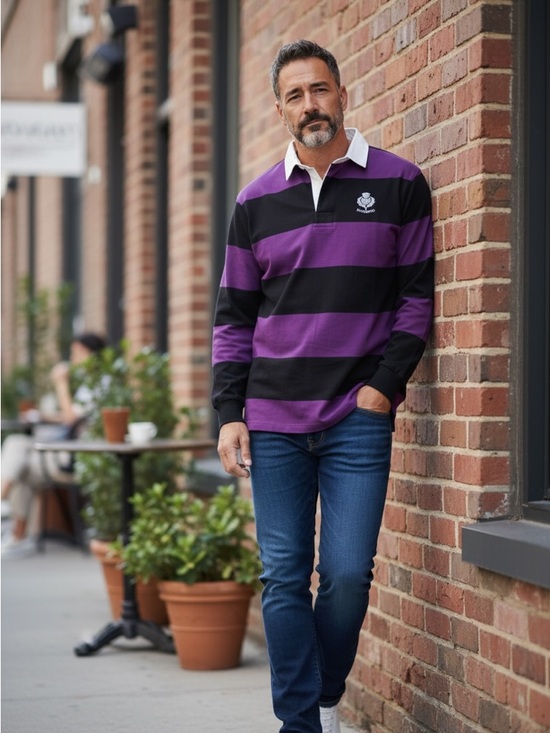 Rugby Nations Other - Scotland Long Sleeve Rugby Shirt - Purple & Black